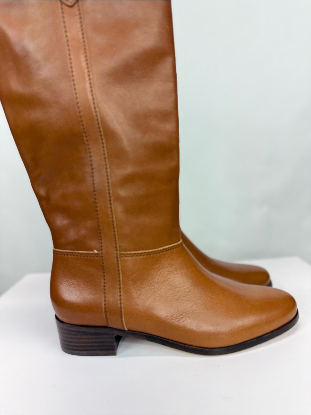 New Veronica Beard Dwyer Boot Caramel Brown Wide Calf Sz 8 - Picture 3 of 16